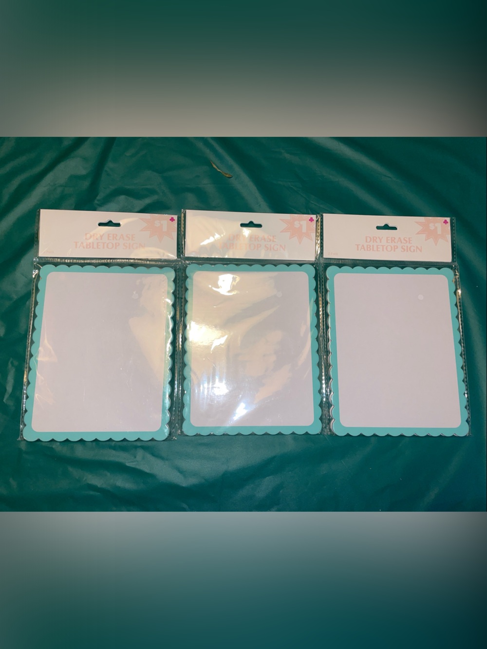 Scalloped Edge Dry Erase Tabletop Signs - Teal (Home Party Supplies)